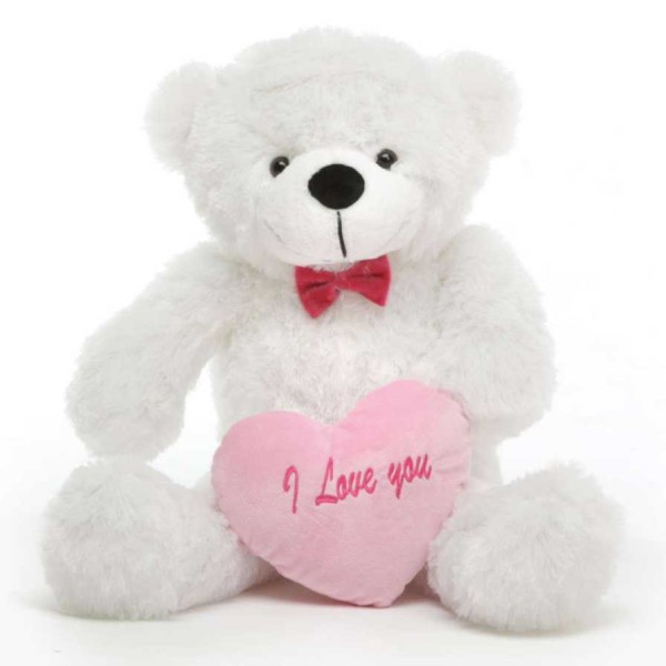 2 feet big pink teddy bear with pink I Love You Heart